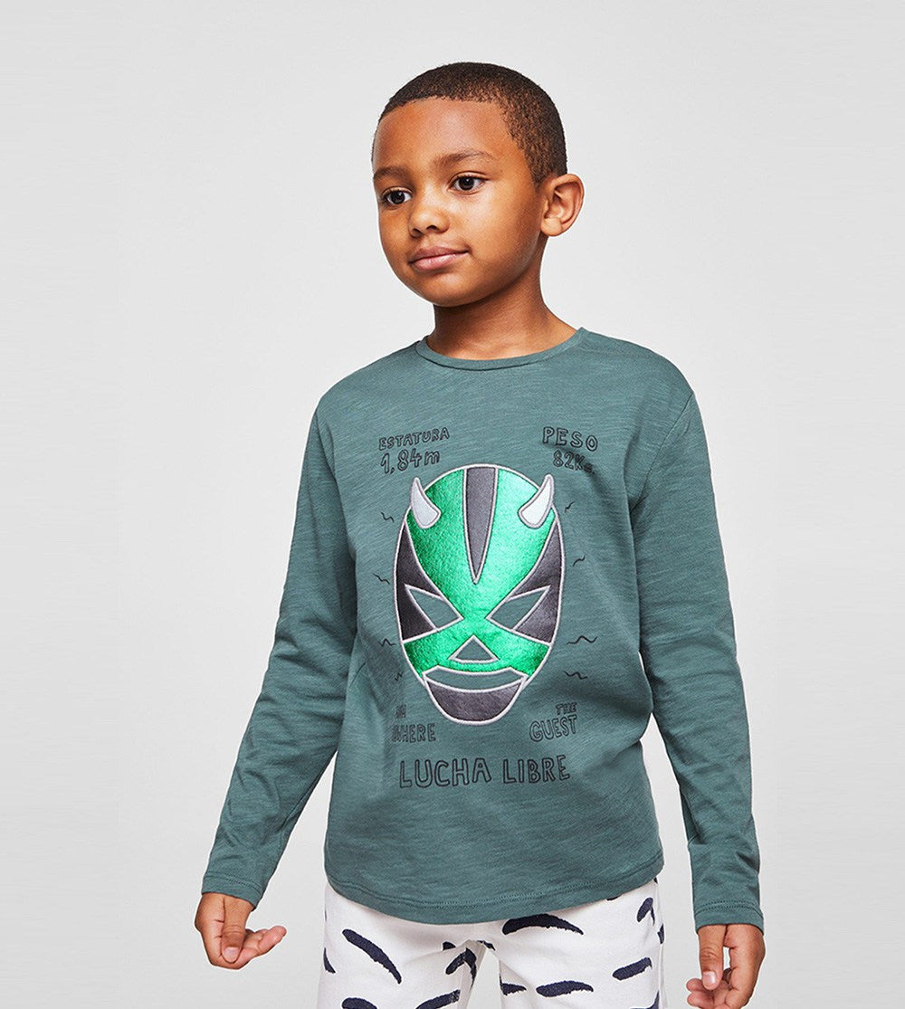 Printed cotton-blend t-shirt